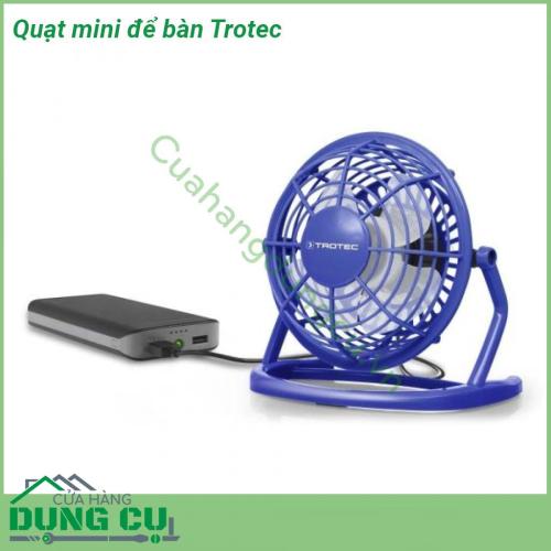 Quạt mini để bàn Trotec thiết kế nhỏ gọn tiện lợi đa năng vừa cầm tay để bàn đeo cổ dễ dàng cho vào túi mang đi mọi lúc mọi nơi du lịch Có thể điều chỉnh góc nghiêng của đầu quạt lên đến 360 độ hoạt động cực kì yên tĩnh