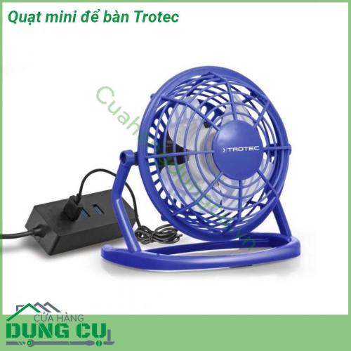 Quạt mini để bàn Trotec thiết kế nhỏ gọn tiện lợi đa năng vừa cầm tay để bàn đeo cổ dễ dàng cho vào túi mang đi mọi lúc mọi nơi du lịch Có thể điều chỉnh góc nghiêng của đầu quạt lên đến 360 độ hoạt động cực kì yên tĩnh