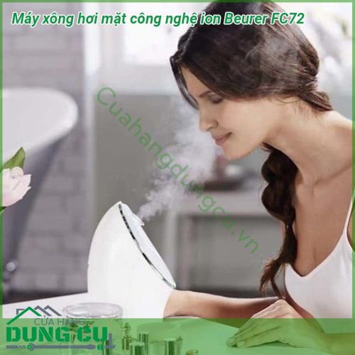 Máy xông hơi mặt công nghệ ion Beurer FC72 thiết kế đơn giản với công nghệ phun sương Ion hiện đại giúp trẻ hóa làn da ngăn ngừa da khỏi bị khô mở lỗ chân lông Hiệu quả làm sạch sâu mang lại vẻ đẹp tự nhiên của làn da của bạn