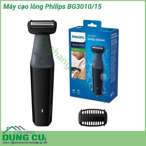 Máy cạo lông Philips BG3010 15 có trọng lượng nhẹ nhỏ gọn và được thiết kế nhẹ nhàng nhất có thể  Máy cạo lông được thiết kế cho cả điều kiện khô và ướt không thấm nước và có thể được sử dụng trong hoặc ngoài vòi hoa sen