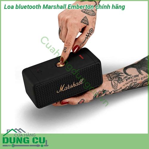 Loa bluetooth Marshall Emberton chính hãng có thiết kế vỏ nhám làm từ chất liệu cao cấp giúp chống thấm nước và chống va đập hoàn hảo  Thiết kế và chất âm đậm chất Marshall thiết kế nhỏ gọn dễ dàng mang đi khi di chuyển thời lượng pin tốt công suất lớn