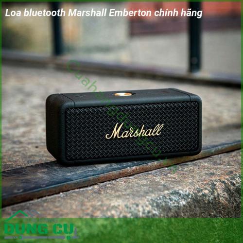 Loa bluetooth Marshall Emberton chính hãng có thiết kế vỏ nhám làm từ chất liệu cao cấp giúp chống thấm nước và chống va đập hoàn hảo  Thiết kế và chất âm đậm chất Marshall thiết kế nhỏ gọn dễ dàng mang đi khi di chuyển thời lượng pin tốt công suất lớn