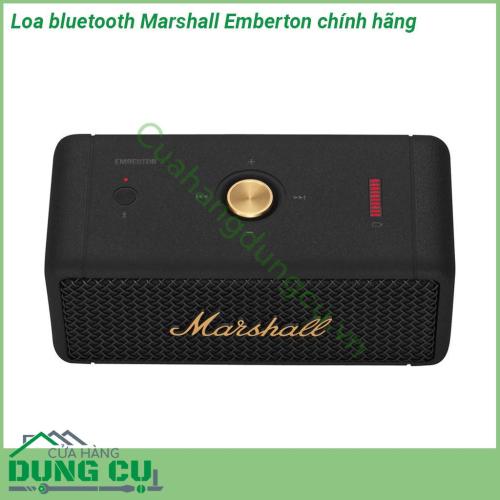 Loa bluetooth Marshall Emberton chính hãng có thiết kế vỏ nhám làm từ chất liệu cao cấp giúp chống thấm nước và chống va đập hoàn hảo  Thiết kế và chất âm đậm chất Marshall thiết kế nhỏ gọn dễ dàng mang đi khi di chuyển thời lượng pin tốt công suất lớn