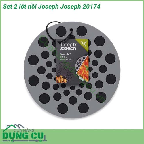 Set 2 lót nồi Joseph Joseph 20174 làm bằng chất liệu silicone chịu nhiệt giúp bảo vệ các bề mặt bàn mặt kính khỏi bị xước bị nứt vỡ vì nhiệt có thể xếp chồng vào nhau để cất gọn khi không sử dụng  