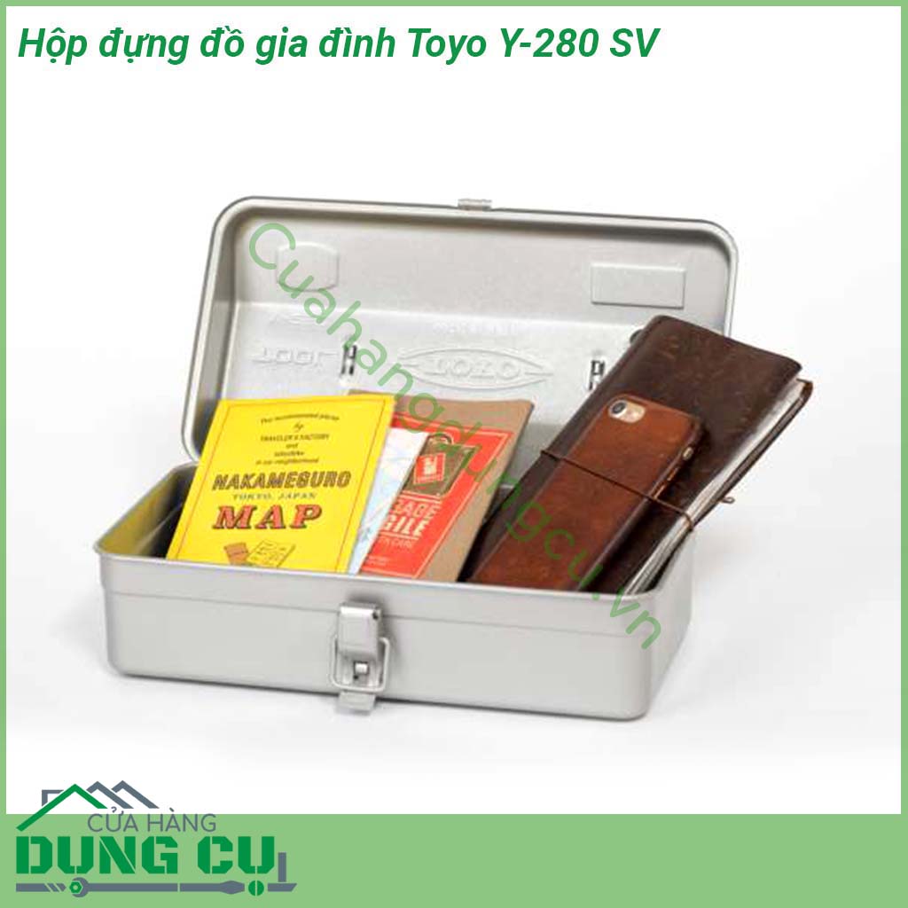 Hộp đựng đồ gia đình Toyo Y-280 SV thiết kế nhỏ gọn với 1 khoang chứa rộng Chất liệu thép không gỉ độ bền cao chống thấm nước dễ vệ sinh Bên ngoài được sơn tĩnh điện chống ăn mòn Tay cầm chắc chắn với khóa chốt đảm bảo an toàn khi cất đồ