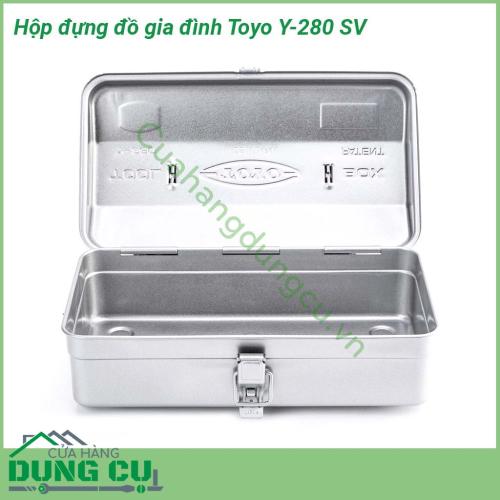 Hộp đựng đồ gia đình Toyo Y-280 SV thiết kế nhỏ gọn với 1 khoang chứa rộng Chất liệu thép không gỉ độ bền cao chống thấm nước dễ vệ sinh Bên ngoài được sơn tĩnh điện chống ăn mòn Tay cầm chắc chắn với khóa chốt đảm bảo an toàn khi cất đồ