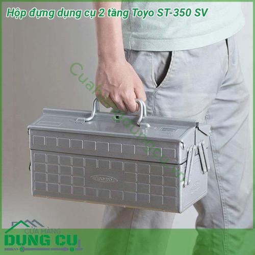 Hộp đựng dụng cụ 2 tầng Toyo ST-350 SV được làm bằng vật liệu chắc chắn chống va đập độ bền cao Thiết kế thông minh 2 tầng xếp chống và 1 khay lớn dưới đáy thùng tự mở ra khi mở nắp Tay xách chắc chắn khi mở 2 tay xách ngả sang 2 bên dễ dàng lấy đồ