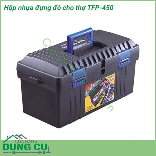 Hộp nhựa đựng đồ cho thợ TFP-450 được làm từ chất liệu nhựa dày dặn chắc chắn cho thời gian sử dụng lâu dài  Thiết kế dễ đóng mở  2 tầng tiện lợi với nhiều ngăn nhỏ giúp phân chia dụng cụ dễ dàng  Quai xách tiện dụng cho việc mang theo mọi lúc mọi nơi