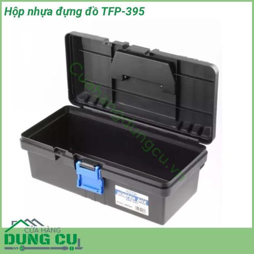 Hộp nhựa đựng đồ TFP-395 được thiết kế rộng rãi giúp các dụng cụ bên trong được bảo quản tốt nhất gọn gàng nhất và không bị thất lạc Hộp đựng đồ nghề bằng nhựa có quai xách tiện dụng cho việc mang theo mọi lúc mọi nơi