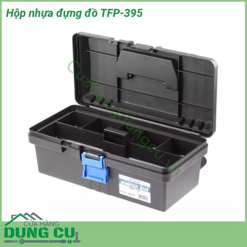 Hộp nhựa đựng đồ TFP-395 được thiết kế rộng rãi giúp các dụng cụ bên trong được bảo quản tốt nhất gọn gàng nhất và không bị thất lạc Hộp đựng đồ nghề bằng nhựa có quai xách tiện dụng cho việc mang theo mọi lúc mọi nơi