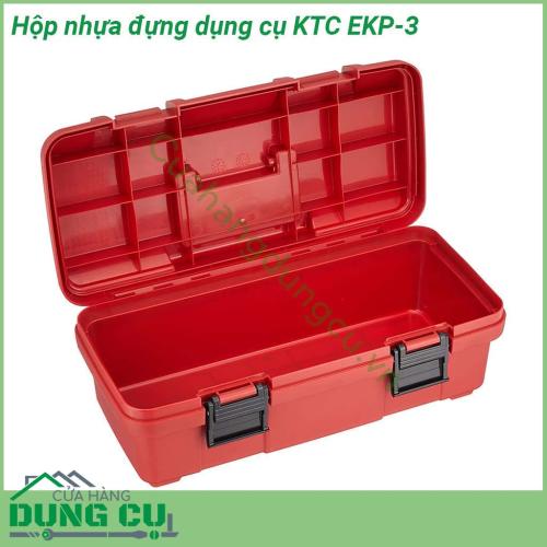 Hộp nhựa đựng dụng cụ KTC EKP-3 được làm từ nhựa cao cấp chịu lực tốt và có độ bền cao Ngăn đựng lớn và 1 khay giúp bạn lưu trữ được nhiều dụng cụ cần thiết hơn Tay cầm chắc chắn  có 2 chốt khóa bảo quản cất giữ sản phẩm không lo bị hư hỏng