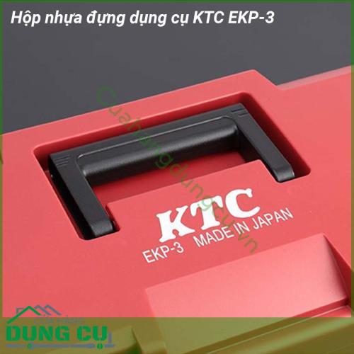 Hộp nhựa đựng dụng cụ KTC EKP-3 được làm từ nhựa cao cấp chịu lực tốt và có độ bền cao Ngăn đựng lớn và 1 khay giúp bạn lưu trữ được nhiều dụng cụ cần thiết hơn Tay cầm chắc chắn  có 2 chốt khóa bảo quản cất giữ sản phẩm không lo bị hư hỏng