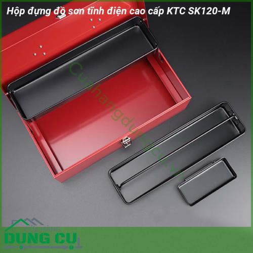 Hộp đựng đồ sơn tĩnh điện cao cấp KTC SK120-M được làm từ hợp kim thép cứng chắc với độ bền cao chống gỉ sét tốt Chất liệu bền bỉ không bị biến dạng khi chịu lực tác động mạnh cho thời gian sử dụng lâu dài Tay cầm và chốt khóa chắc chắn