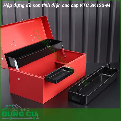 Hộp đựng đồ sơn tĩnh điện cao cấp KTC SK120-M được làm từ hợp kim thép cứng chắc với độ bền cao chống gỉ sét tốt Chất liệu bền bỉ không bị biến dạng khi chịu lực tác động mạnh cho thời gian sử dụng lâu dài Tay cầm và chốt khóa chắc chắn