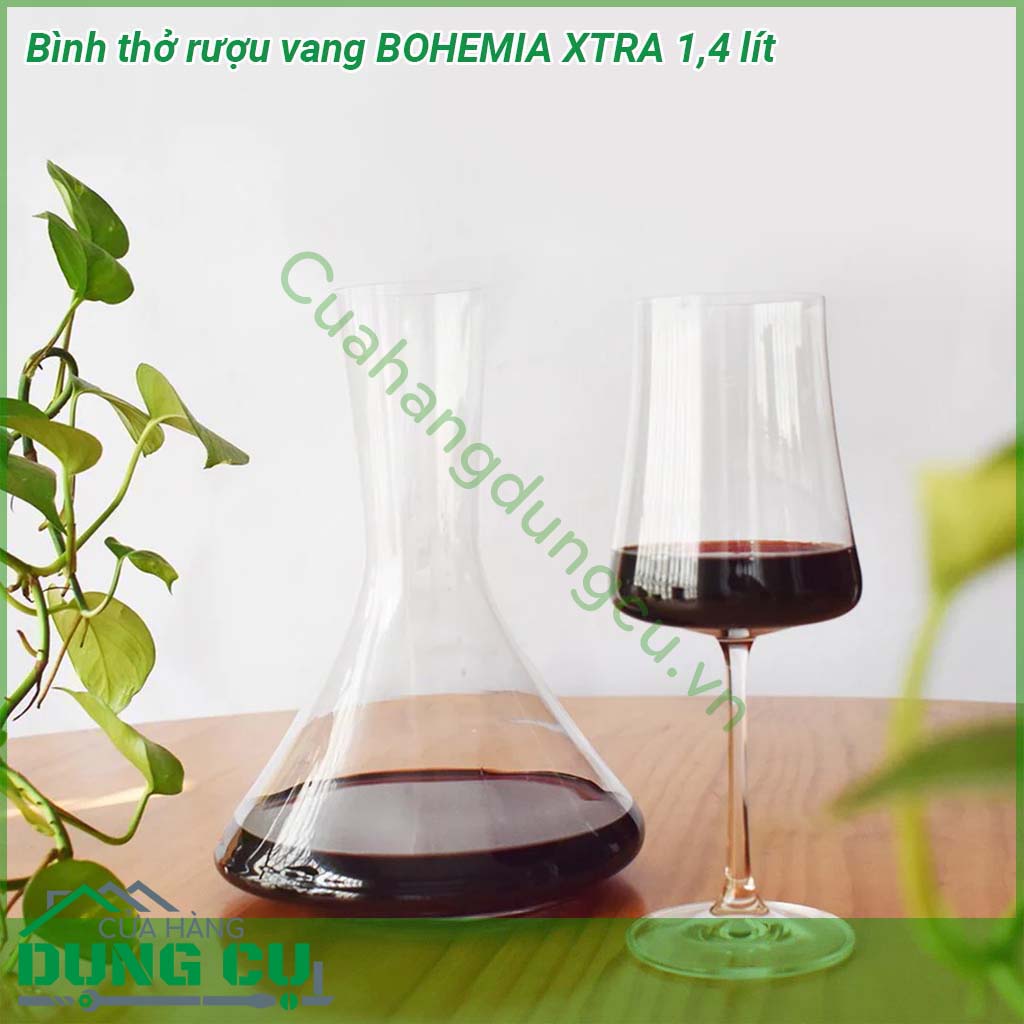 Bình thở rượu vang BOHEMIA XTRA 1 4 lít được làm bằng thuỷ tinh cao cấp thổi phồng có thể tích 1 4 lít Bình có dạng củ hành phình to phần dưới bụng tạo bề mặt rộng tăng hương vị đậm đà cho rượu vang phần thân trên tiện cầm nắm rót rượu