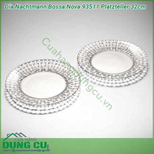 Set 2 đĩa Nachtmann Bossa Nova 93511 Platzteller 32cm thiết kế dạng rổ có họa tiết hoa văn quyến rũ  độ bền cao chịu được nhiệt độ cao cũng như thấp không dễ nứt vỡ bề mặt pha lê có độ chịu lực tốt không dễ bị lực làm cho vỡ hoặc sứt mẻ