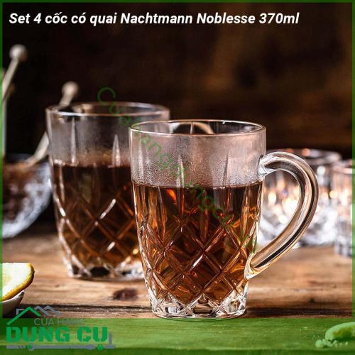 Set 4 cốc pha lê có quai Nachtmann Noblesse 370ml thủy tinh sang trọng chi tiết giống như kim cương kiểu dáng hiện đại tinh tế  độc đáo  Thiết kế có trọng lượng để ổn định hoàn hảo cho sử dụng hàng ngày hoặc những dịp đặc biệt