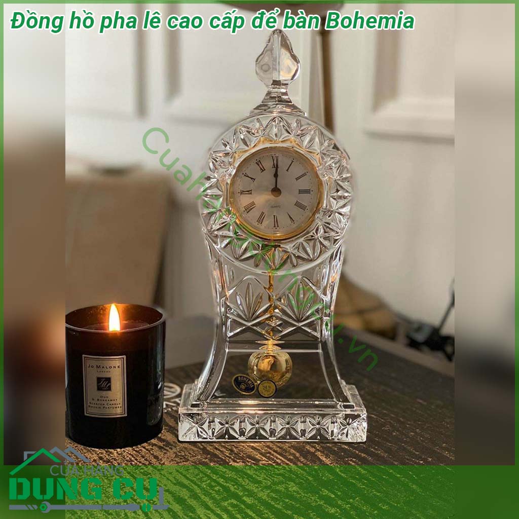 Đồng hồ pha lê cao cấp để bàn Bohemia