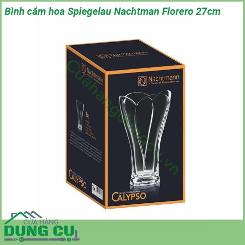 Bình cắm hoa Spiegelau Nachtmann Florero 27cm nhẹ mà bền màu sắc và độ sáng bóng không bị mai một với thời gian bề mặt pha lê có độ chịu lực tốt không dễ bị lực làm cho vỡ hoặc sứt mẻ