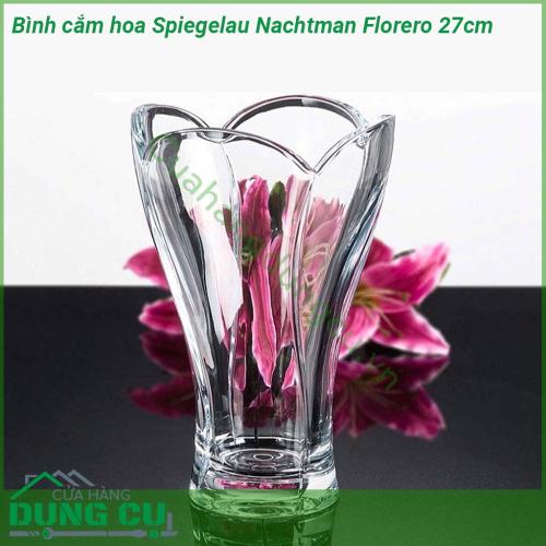 Bình cắm hoa Spiegelau Nachtmann Florero 27cm nhẹ mà bền màu sắc và độ sáng bóng không bị mai một với thời gian bề mặt pha lê có độ chịu lực tốt không dễ bị lực làm cho vỡ hoặc sứt mẻ