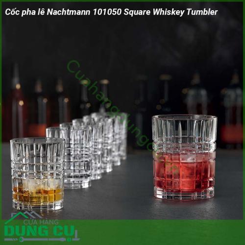 Bộ 4 cốc pha lê Nachtmann 101050 Square Whiskey Tumbler được làm từ pha lê cao cấp với chi tiết giống kim cương kết cấu độc đáo mịn cạnh không hạt khúc xạ rực rỡ  thích hợp cho rượu whisky và cocktail