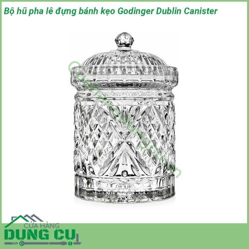 Bộ hũ pha lê đựng bánh kẹo Godinger Dublin Canister được tạo ra bởi những nhà thiết kế xuất sắc kiểu dáng hiện đại chất liệu là pha lê không chì có độ bền cao cầm nặng tay và sử dụng công nghệ chống vỡ xước và rạn nứt hiệu quả  