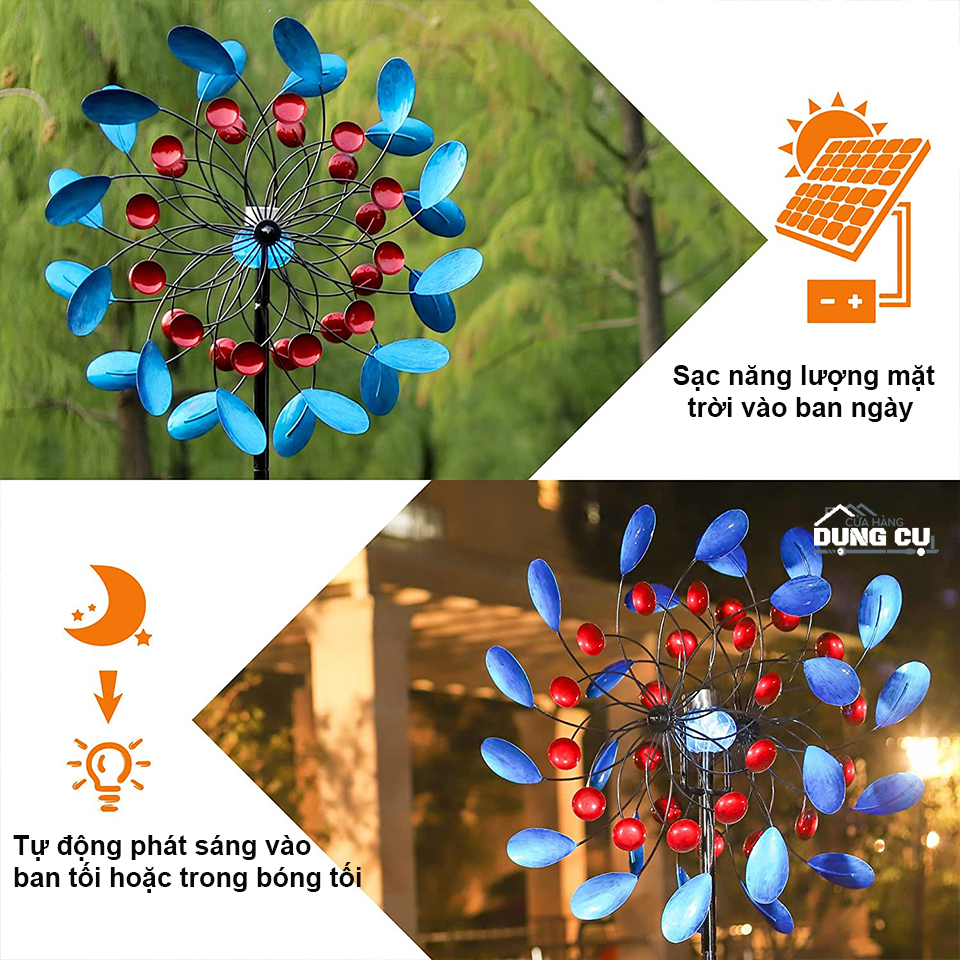 Chong chóng năng lượng mặt trời: Đẹp - độc - lạ với đèn led 6 màu sắc ảo diệu