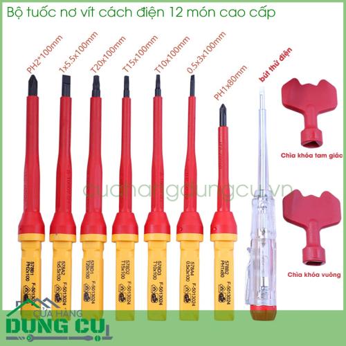 Bộ tuốc nơ vít cách điện cao cấp 12 món