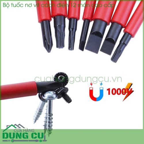 Bộ tuốc nơ vít cách điện cao cấp 12 món