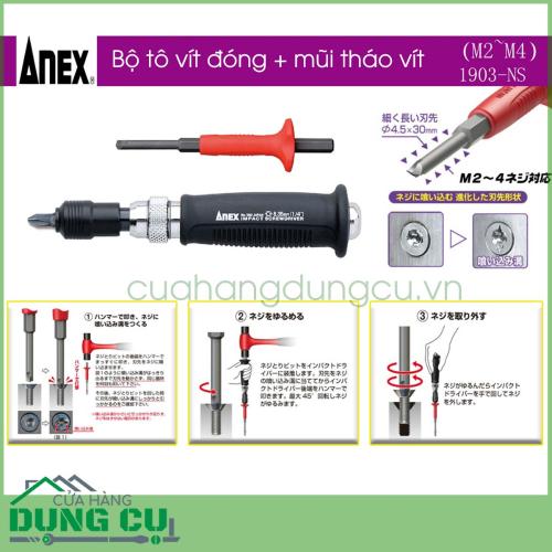 Bộ tô vít đóng tháo vít gỉ M2 M4 No 1903-NS Anex nhật