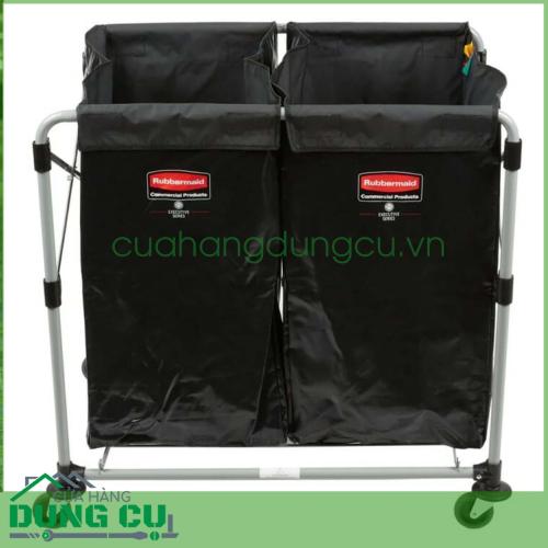 Xe đẩy gấp gọn đựng đồ giặt 2 ngăn x 140 Lít Rubbermaid