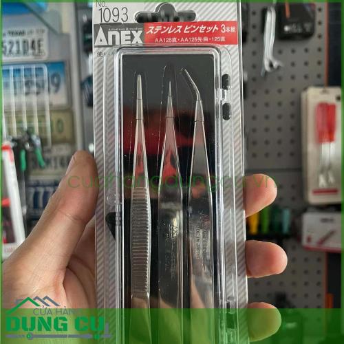 Bộ 3 nhíp gắp linh kiện No 1093 Anex Nhật Bản