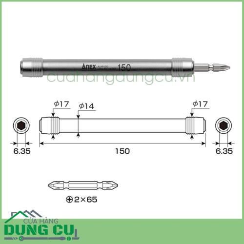 Đầu chuyển vít nối dài 150mm ALHP-150 Anex Nhật Bản