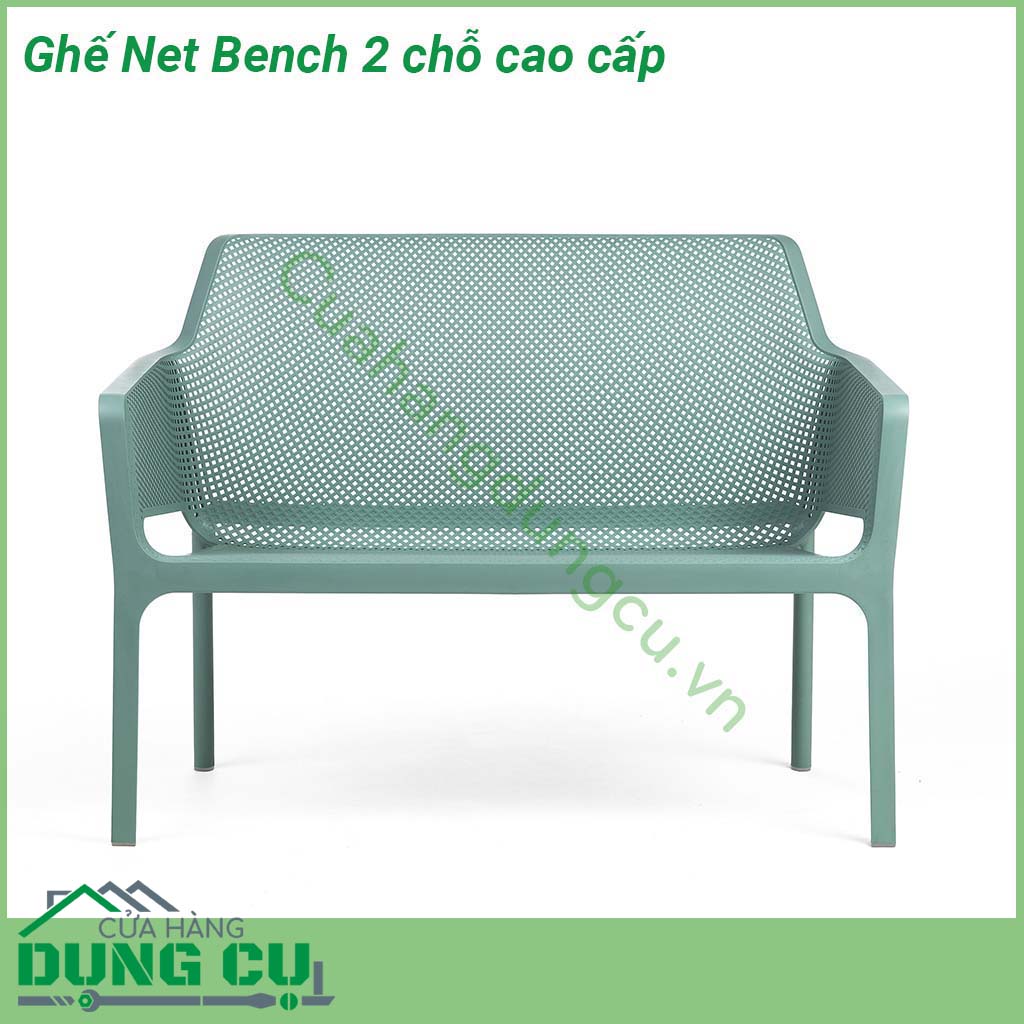 Ghế Net Bench 2 chỗ cao cấp nhập khẩu Ý được làm từ Polypropylene sợi thủy tinh với phụ gia chống tia UV  Thiết kế thanh lịch hđược trang trí bằng hoa văn đục lỗ chân đế chống trượt  có thể xếp chồng lên nhau để lưu trữ nhỏ gọn