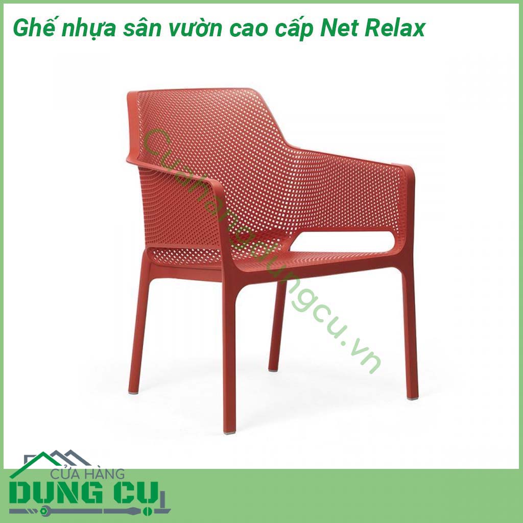 Ghế nhựa sân vườn cao cấp Net Relax được làm bằng chất liệu nhựa Polypropylene sợi thuỷ tinh với phụ gia chống tia UV có khả năng chịu nhiệt nắng mưa và thời tiết khắc nghiệt cực kỳ tốt rất thân thiện với môi trường và an toàn cho người sử dụng