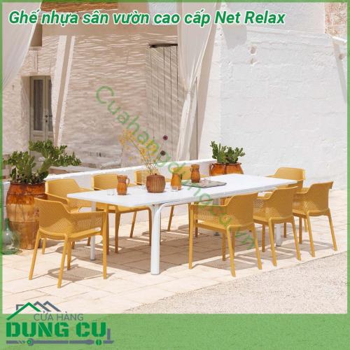 Ghế nhựa sân vườn cao cấp Net Relax được làm bằng chất liệu nhựa Polypropylene sợi thuỷ tinh với phụ gia chống tia UV có khả năng chịu nhiệt nắng mưa và thời tiết khắc nghiệt cực kỳ tốt rất thân thiện với môi trường và an toàn cho người sử dụng