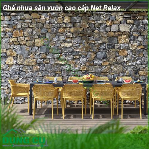 Ghế nhựa sân vườn cao cấp Net Relax được làm bằng chất liệu nhựa Polypropylene sợi thuỷ tinh với phụ gia chống tia UV có khả năng chịu nhiệt nắng mưa và thời tiết khắc nghiệt cực kỳ tốt rất thân thiện với môi trường và an toàn cho người sử dụng