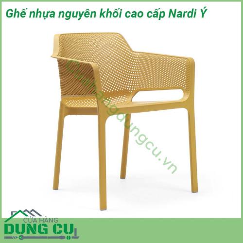 Ghế nhựa nguyên khối cao cấp Nardi Ý mẫu ghế ngoài trời đẹp mắt của hãng Nardi Italia Ghế được làm bằng chất liệu nhựa Polypropylene sợi thuỷ tinh với phụ gia chống tia UV có khả năng tái chế rất thân thiện với môi trường và an toàn cho người sử dụng