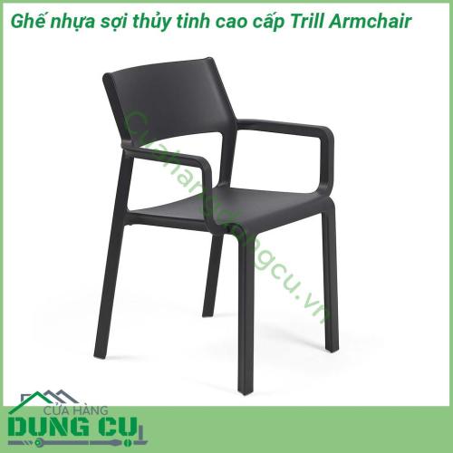 Ghế nhựa sợi thủy tinh cao cấp Trill Armchair có tay vịn được đúc nguyên khối bằng chất liệu Polypropylene với phụ gia chống tia UV và có thể tái chế nên rất thân thiện với môi trường an toàn cho người sử dụng