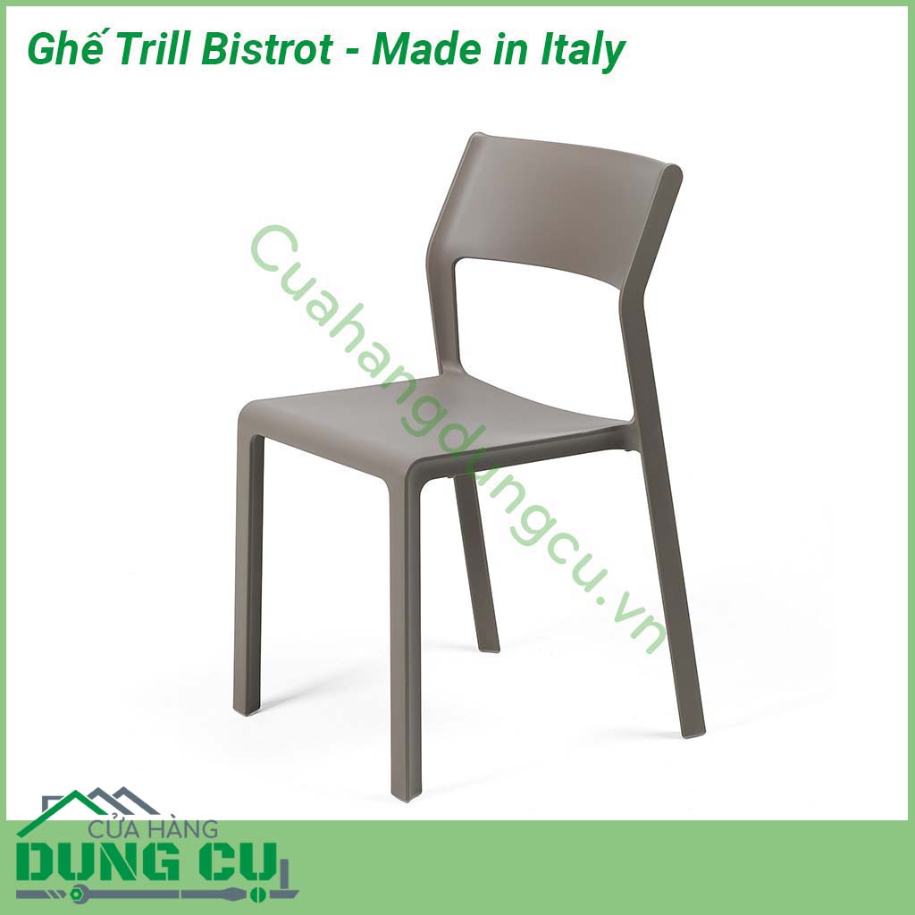 Ghế Trill Bistrot - Made in Italy là sự lựa chọn đầy phong cách cho bất kỳ không gian sống ngoài trời nào  Chiếc ghế không tay vịn này được làm bằng nhựa sợi thủy tinh đơn sắc có nhiều màu cho bạn lựa chọn có khả năng chống tia cực tím và thậm chí có thể tái chế