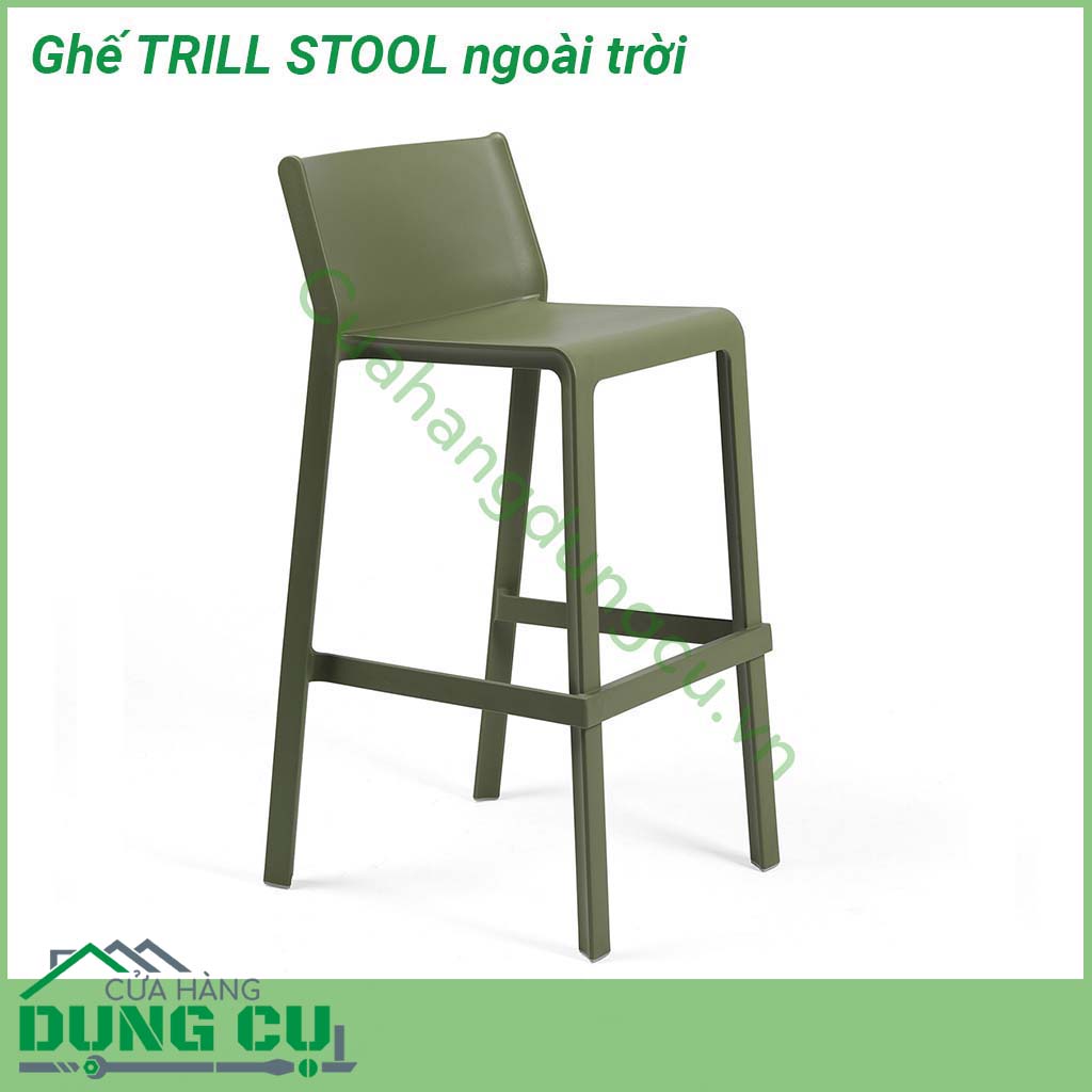 Ghế TRILL STOOL ngoài trời thiết kế hiện đại cùng gam màu sắc sang trọng của Ý làm nổi bật không gian bài trí Chất liệu sợi thủy tinh và polypropylene được xử lý chống tia cực tím Đúc nguyên khối từ các hạt nhựa nguyên sinh  