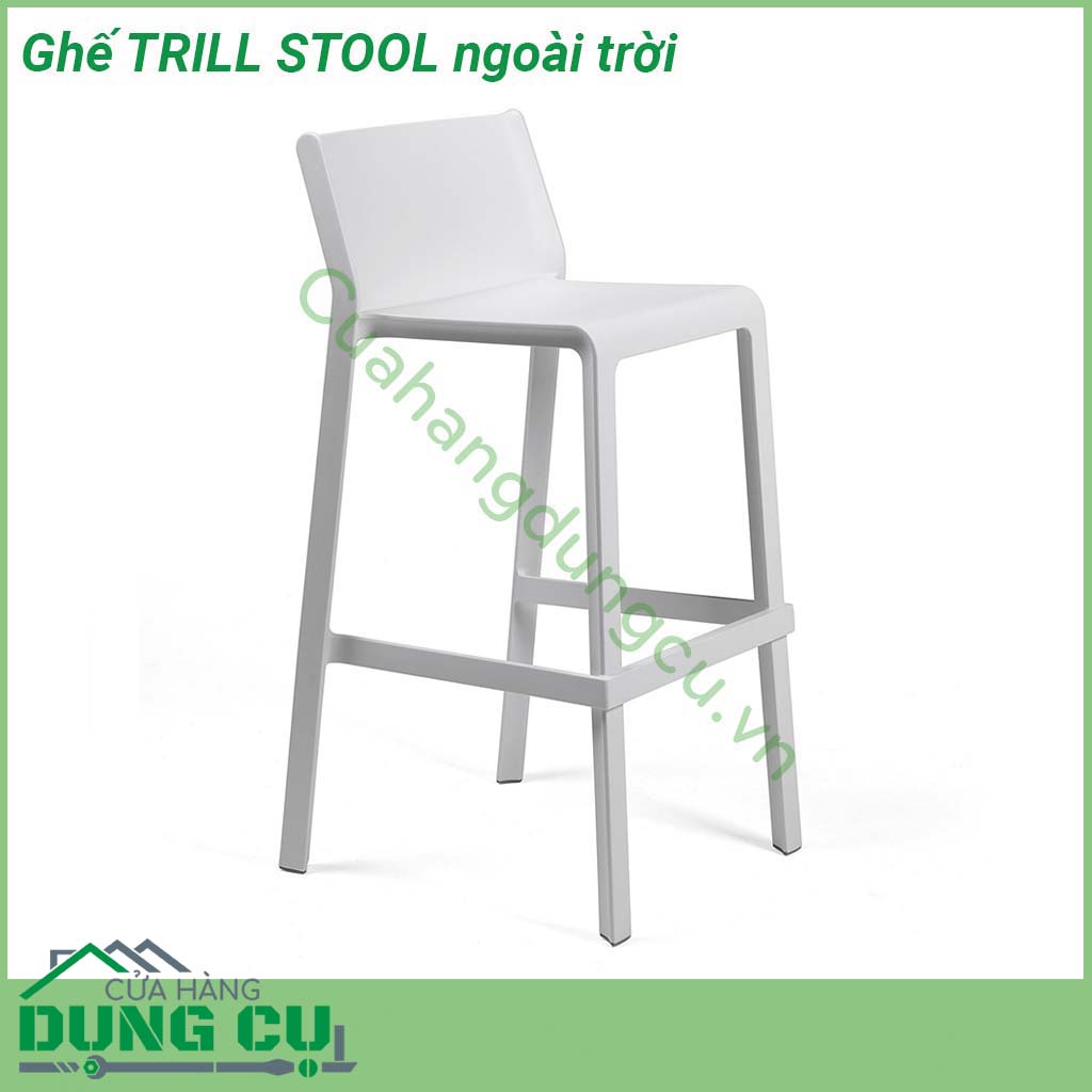 Ghế TRILL STOOL ngoài trời thiết kế hiện đại cùng gam màu sắc sang trọng của Ý làm nổi bật không gian bài trí Chất liệu sợi thủy tinh và polypropylene được xử lý chống tia cực tím Đúc nguyên khối từ các hạt nhựa nguyên sinh  