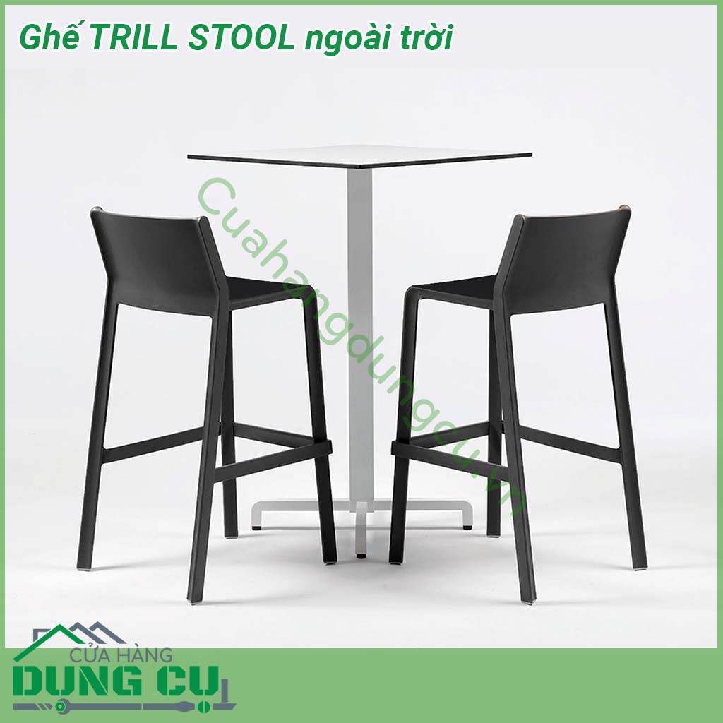 Ghế TRILL STOOL ngoài trời thiết kế hiện đại cùng gam màu sắc sang trọng của Ý làm nổi bật không gian bài trí Chất liệu sợi thủy tinh và polypropylene được xử lý chống tia cực tím Đúc nguyên khối từ các hạt nhựa nguyên sinh  