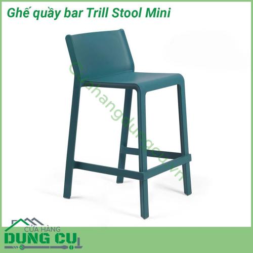 Ghế quầy bar Trill Stool Mini được làm từ nhựa sợi thủy tinh dùng trong nhà với bàn cao quầy bar và quầy bếp  Hình dạng tối giản thoải mái và thon gọn  Nhẹ và dễ bảo trì