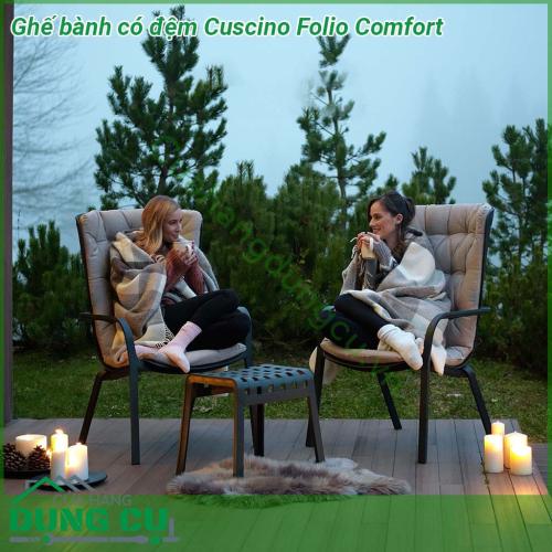 Ghế bành có đệm Cuscino Folio Comfort được làm từ một tấm nhựa polypropylene duy nhất có thể điều chỉnh uốn cong mềm mại Trọng lượng nhẹ  có thể xếp chồng lên nhau và chịu được thời tiết thích hợp sử dụng ngoài trời  Có thể tái chế hoàn toàn