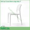 Ghế tựa Costa Bistro nhập khẩu Ý là chiếc ghế liền khối không tay vịn  Chất liệu nhựa polypropylene sợi thủy tinh có màu đồng nhất với các chất phụ gia UV  Kết thúc mờ  Với chân chống trượt  Nhựa có thể tái chế