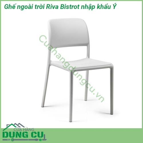 Ghế ngoài trời Riva Bistrot nhập khẩu Ý mang phong cách tối giản không có tay vịn bề mặt mờ khung hình ống với các góc bo tròn được làm bằng Polypropylene pha sợi thủy tinh đã qua xử lý tia UV và có thể tái chế