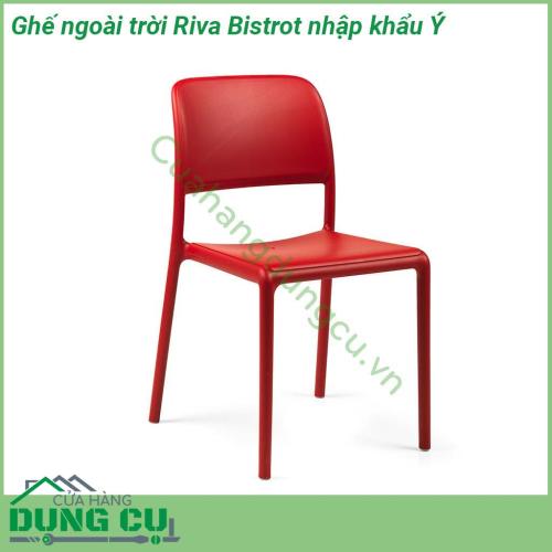 Ghế ngoài trời Riva Bistrot nhập khẩu Ý mang phong cách tối giản không có tay vịn bề mặt mờ khung hình ống với các góc bo tròn được làm bằng Polypropylene pha sợi thủy tinh đã qua xử lý tia UV và có thể tái chế