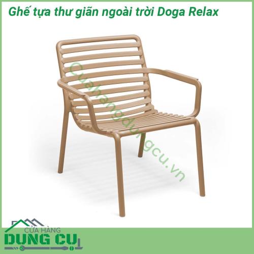 Ghế tựa thư giãn ngoài trời Doga Relax có thiết kế uốn cong mềm mại với chất liệu nhựa polypropylene sợi thủy tinh có màu đồng nhất với các chất phụ gia UV  Có thể xếp chồng lên nhau  Kết thúc mờ  Với chân chống trượt  Đệm có sẵn để đặt hàng  Nhựa có thể tái chế