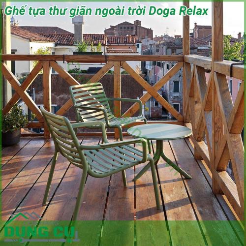 Ghế tựa thư giãn ngoài trời Doga Relax có thiết kế uốn cong mềm mại với chất liệu nhựa polypropylene sợi thủy tinh có màu đồng nhất với các chất phụ gia UV  Có thể xếp chồng lên nhau  Kết thúc mờ  Với chân chống trượt  Đệm có sẵn để đặt hàng  Nhựa có thể tái chế